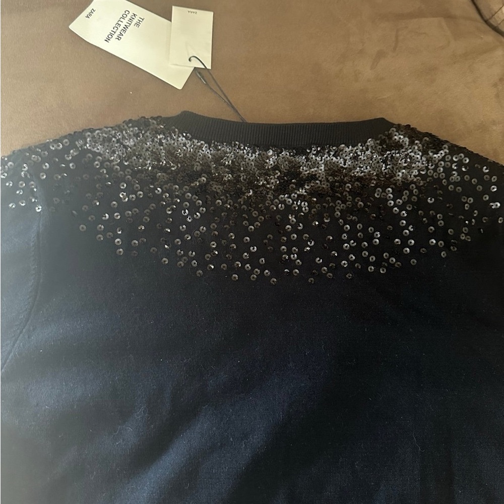 Zara Black Sequin Knit Top - Picture 4 of 5